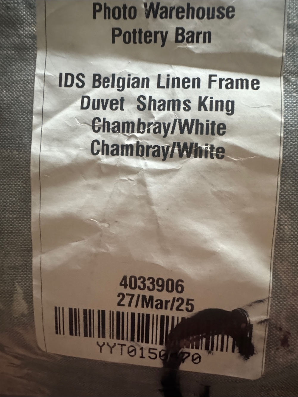 Pottery Barn TWO Belgian Flax Linen Frame King Shams Chambray/White - Picture 3 of 7